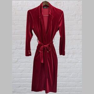 One Pretty Thing OPT Velour Red Wine Wrap Midi Dress Size M